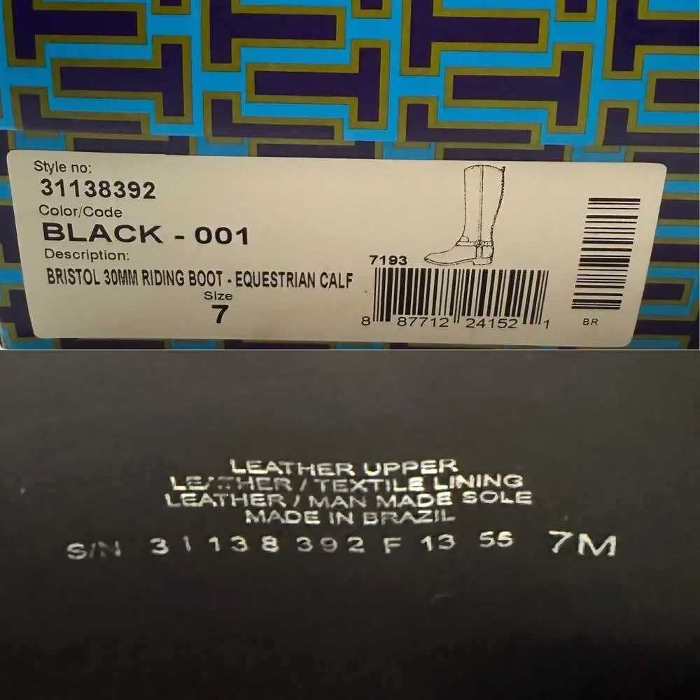 Tory Burch Bristol Riding Boots Equestrian Calf in Black